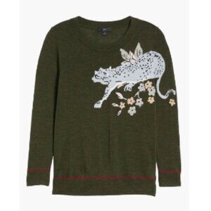 J. Crew Tippi Sweater w/Cheetah Appliqué Size M